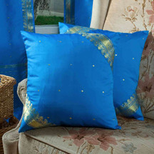 Enchanting Blue- handcrafted Cushion Cover, Throw Pillow case Euro Sham-6 Sizes