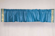Turquoise - Rod Pocket Top It Off handmade Sari Valance - Pair