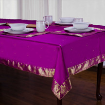 Violet Red - Handmade Sari Tablecloth (India)