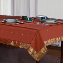 Rust - Handmade Sari Tablecloth (India)