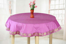 Lavender  - Handmade Sari Tablecloth (India) - Round