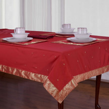 Fire Brick - Handmade Sari Tablecloth (India)