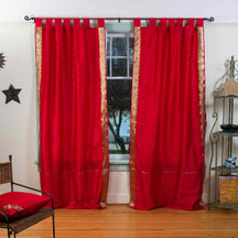 Fire Brick  Tab Top  Sheer Sari Curtain / Drape / Panel  - Piece