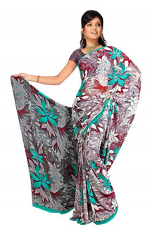 Devi Georgette Printed Casual Saree Sari Bellydance fabric