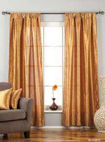 Gingery Gold Tab Top Textured Curtain / Drape / Panel - 84" - Piece