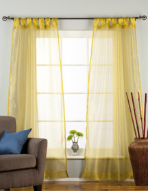 Olive Gold Tab Top Sheer Tissue  Curtain / Drape / Panel  - 84" - Piece