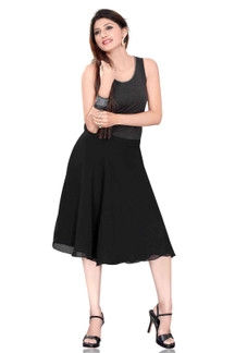 Pleated A-Line Womens Skirt, Black
