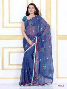 Alak dark blue Georgette Designer Party Wear Sari saree