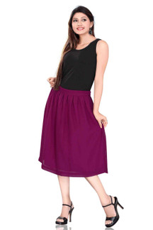 Pleated A-Line Womens Skirt, Violet Red