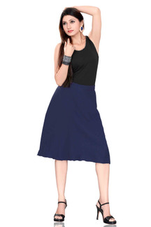 Pleated A-Line Womens Skirt, Navy Blue
