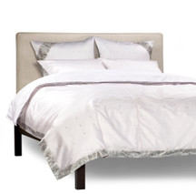 White Silver-5 Piece  Sari Duvet Cover Set w/ Pillow Covers/Euro Sham