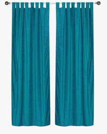 Turquoise Tab Top  Velvet Curtain / Drape / Panel  - Piece
