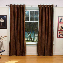 Brown Ring / Grommet Top  Velvet Curtain / Drape / Panel  - Piece
