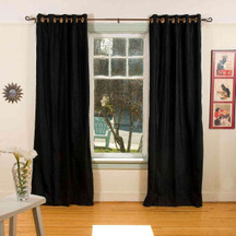 Black Ring / Grommet Top  Velvet Curtain / Drape / Panel  - Piece