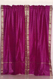 Indo Violet red Rod Pocket Sari Sheer Curtain 43 in. x 84 in. - Piece
