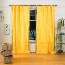Yellow  Tie Top  Sheer Sari Curtain / Drape / Panel  - Piece