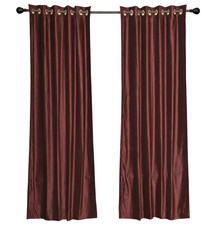 Luxury Set of 2 Wine Velvet Grommet Curtain Panels Drapes with 2 matching tiebacks