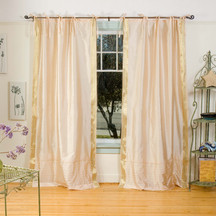 Golden  Tie Top  Sheer Sari Curtain / Drape / Panel  - Pair