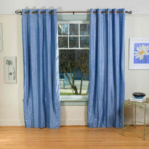 Light Blue Ring / Grommet Top  Velvet Curtain / Drape / Panel  - Piece