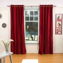 Burgundy Ring / Grommet Top  Velvet Curtain / Drape / Panel  - Piece