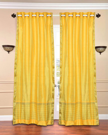 Yellow Ring Top  Sheer Sari Curtain / Drape / Panel  - Piece