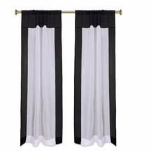 White with Black Rod Pocket Sheer Tissue Curtain / Drape / Panel-84"-Piece