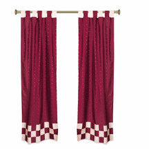 2 Eclectic Maroon Indian Sari Curtains Tab Top Curtain drapes