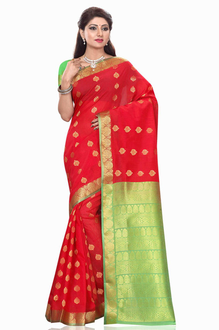 Smriti Red Art Silk Sari Saree Bellydance Wrap