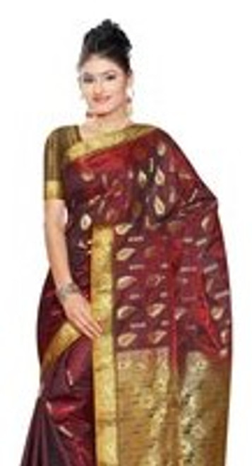 Red Color Bold look Satin Soft Kanjiveram Silk Weave Saree