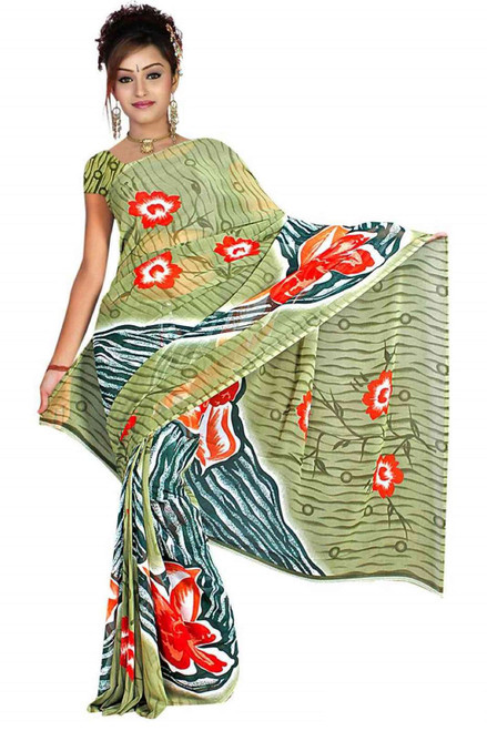 Bijli Georgette Printed Casual Saree Sari Bellydance fabric