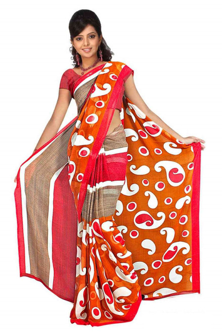 Bhagyasri Georgette Printed Casual Saree Sari Bellydance fabric