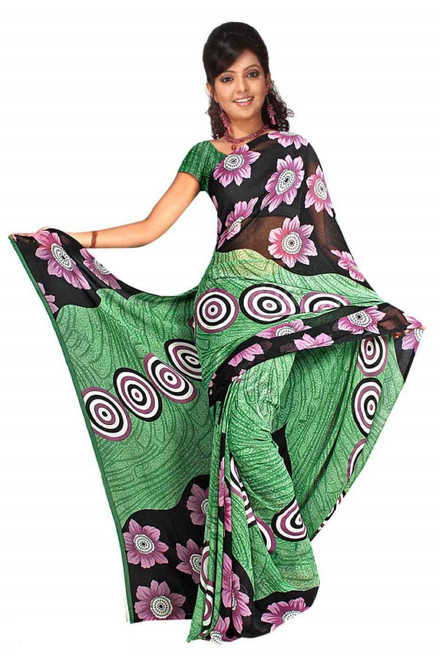 Bishakha Georgette Printed Casual Saree Sari Bellydance fabric