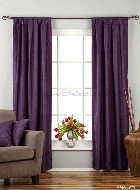 Purple Tab Top Velvet  Curtain / Drape / Panel  - 84" - Piece