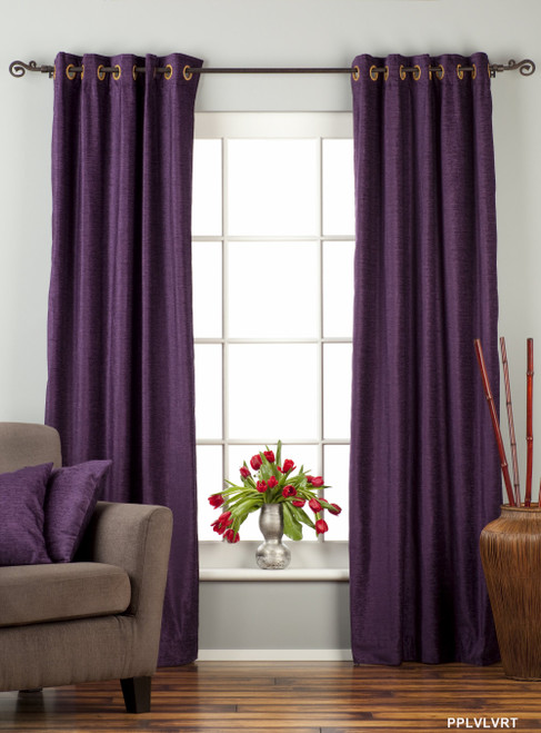 Purple Ring / Grommet Top  Velvet Curtain / Drape / Panel  - Piece