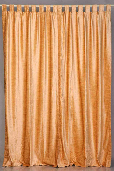 Peach Tab Top  Velvet Curtain / Drape / Panel  - Piece