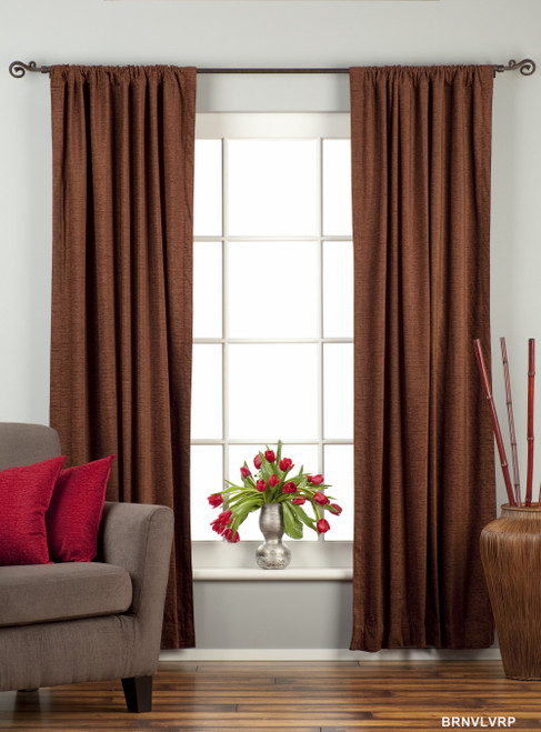 Brown Rod Pocket  Velvet Curtain / Drape / Panel  - Piece