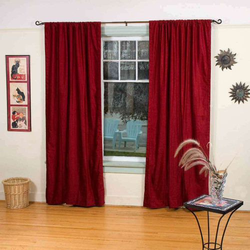Burgundy Rod Pocket  Velvet Curtain / Drape / Panel  - Piece
