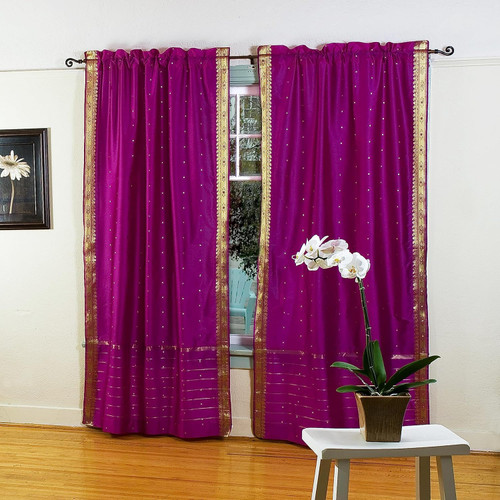 Violet Red Rod Pocket  Sheer Sari Curtain / Drape / Panel  - Piece