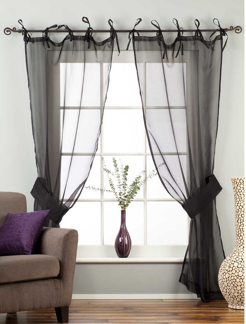 Sheer Voile Tissue Curtains Panels Drapes 2 Panels , 2 Tiebacks