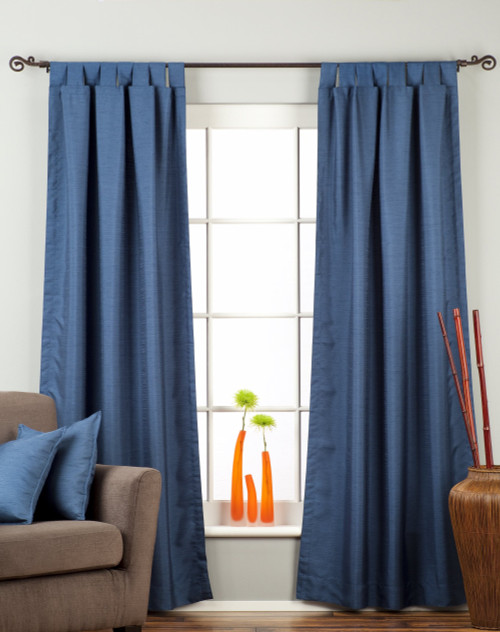Blue Tab Top Matka Raw Silk Curtain / Drape / Panel - Piece