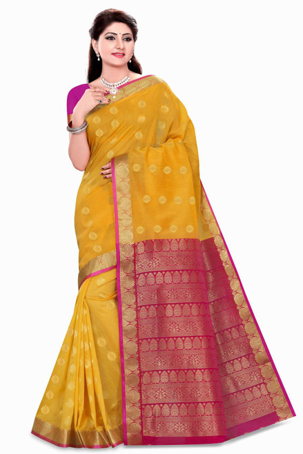 Neha Yellow Art Silk Sari Saree Bellydance Wrap