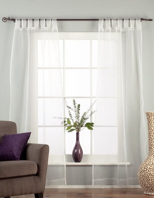 White Tab Top Sheer Tissue  Curtain / Drape / Panel  - 84" - Piece