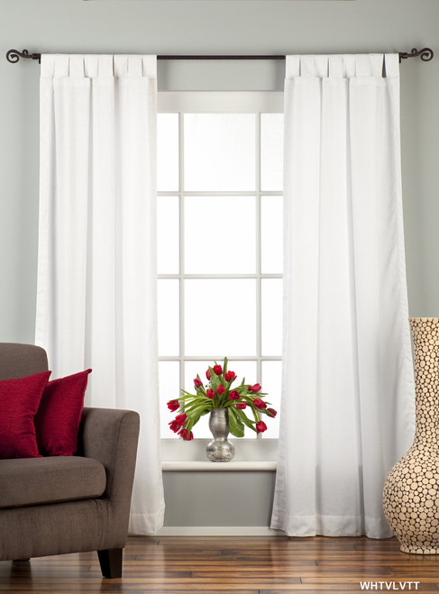 White Tab Top Velvet  Curtain / Drape / Panel  - 84" - Piece