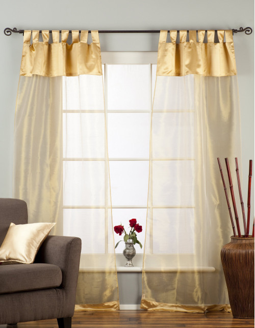 Golden Tab Top Sheer Tissue Curtain / Drape / Panel - 84" - Piece