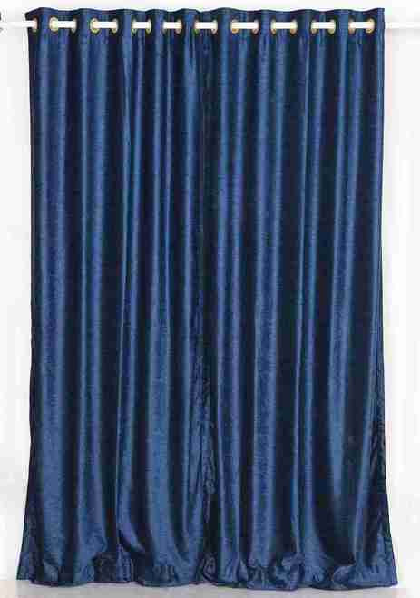 Navy Blue Ring / Grommet Top  Velvet Curtain / Drape / Panel  - Piece