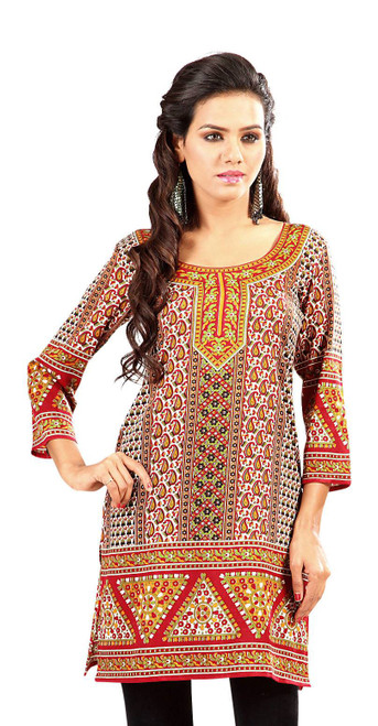 Paisley 3/4 sleeve Indian Printed  Kurti Tunic Women Kurta