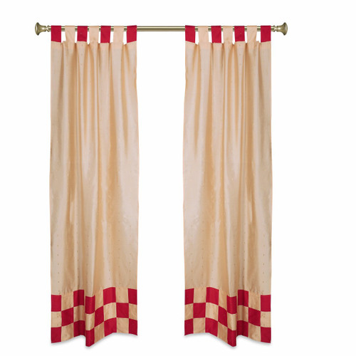 2 Eclectic Gold Indian Sari Curtains Tab Top Curtain drapes