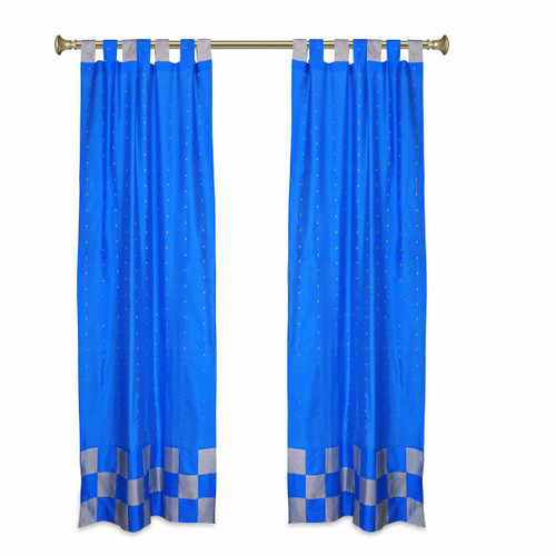 2 Eclectic Coral Indian Sari Curtains Tab Top Curtain drapes