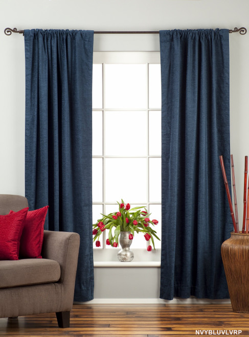Navy Blue Rod Pocket  Velvet Curtain / Drape / Panel  - Piece