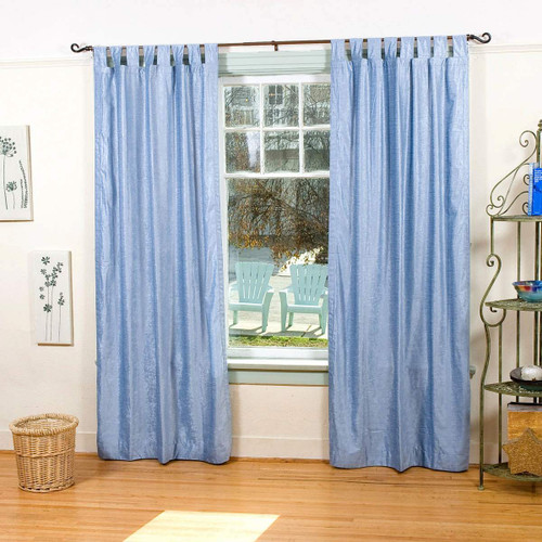 Light Blue Tab Top  Velvet Curtain / Drape / Panel  - Piece